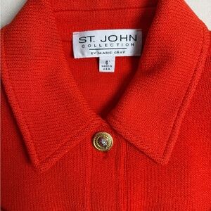St. John Vibrant Red Collared Knit Top